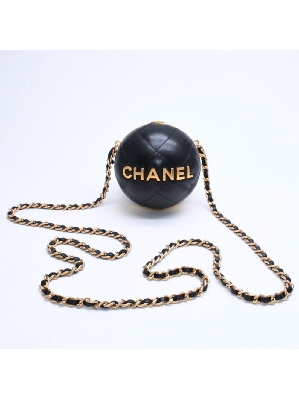 Chanel Sphere Audi Herbag Lambskin Black Gold Handbag